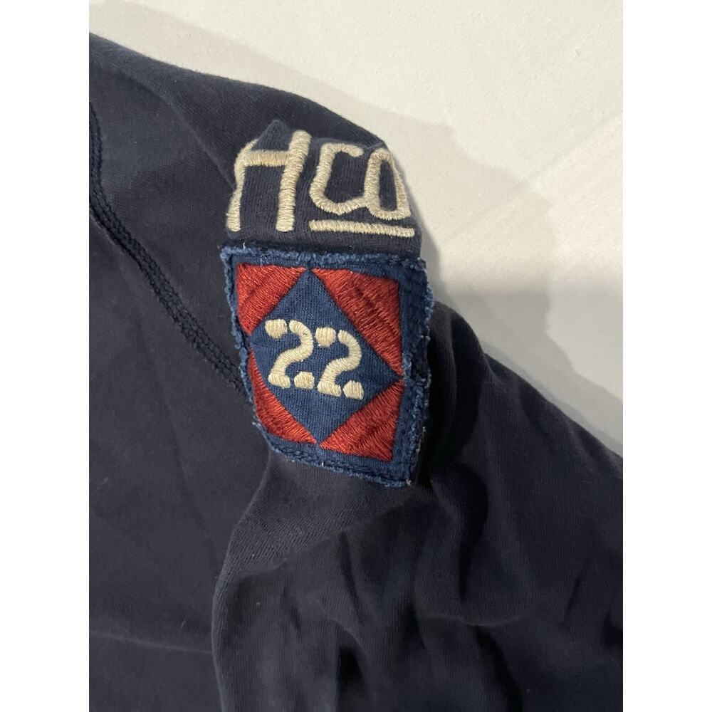 Hollister Surfer Cut Henley Mens XL Navy Long Sleeve Logo Patch - Picture 3 of 4
